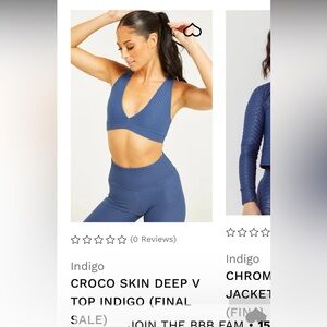 Booty by brabants deep v top indigo and leggings. One size. Perfect condition